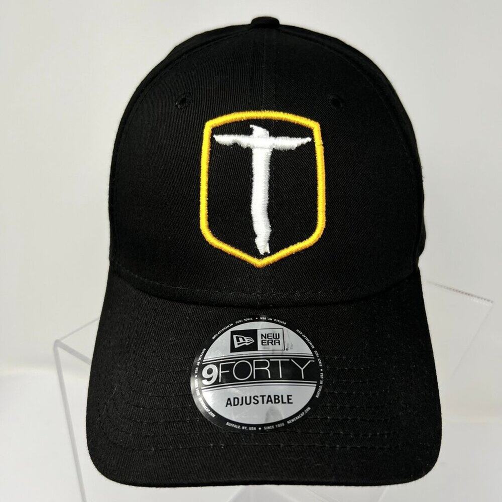 New Era 9FORTY Adjustable Black Logo Hat Cap One Size Unisex NWT